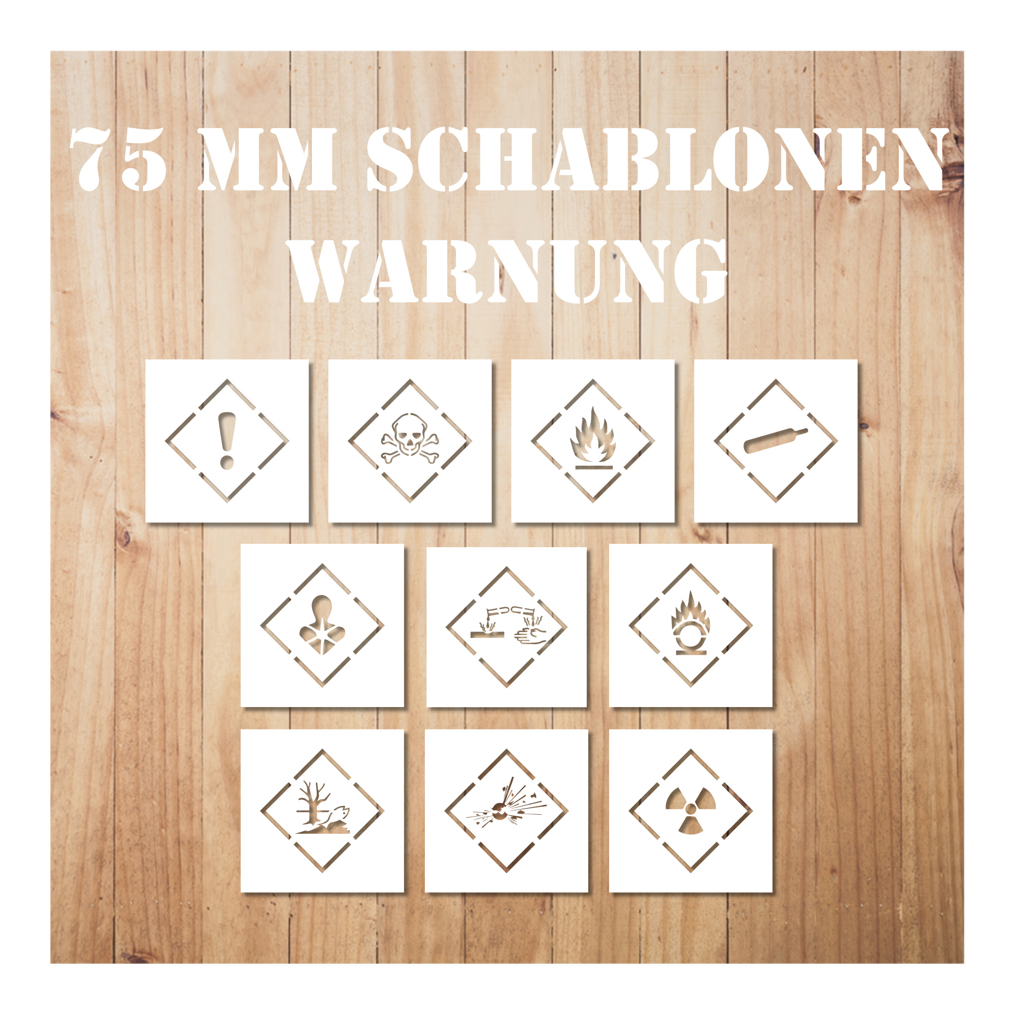 Schablonen-Set Warnung 75mm